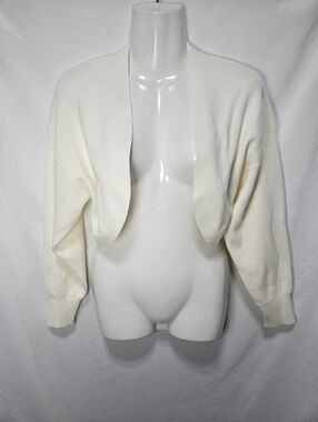 Aritzia Babaton Cropped Cardigan 2XS Cream Open Front Ribbed Knit Bolero Minimal